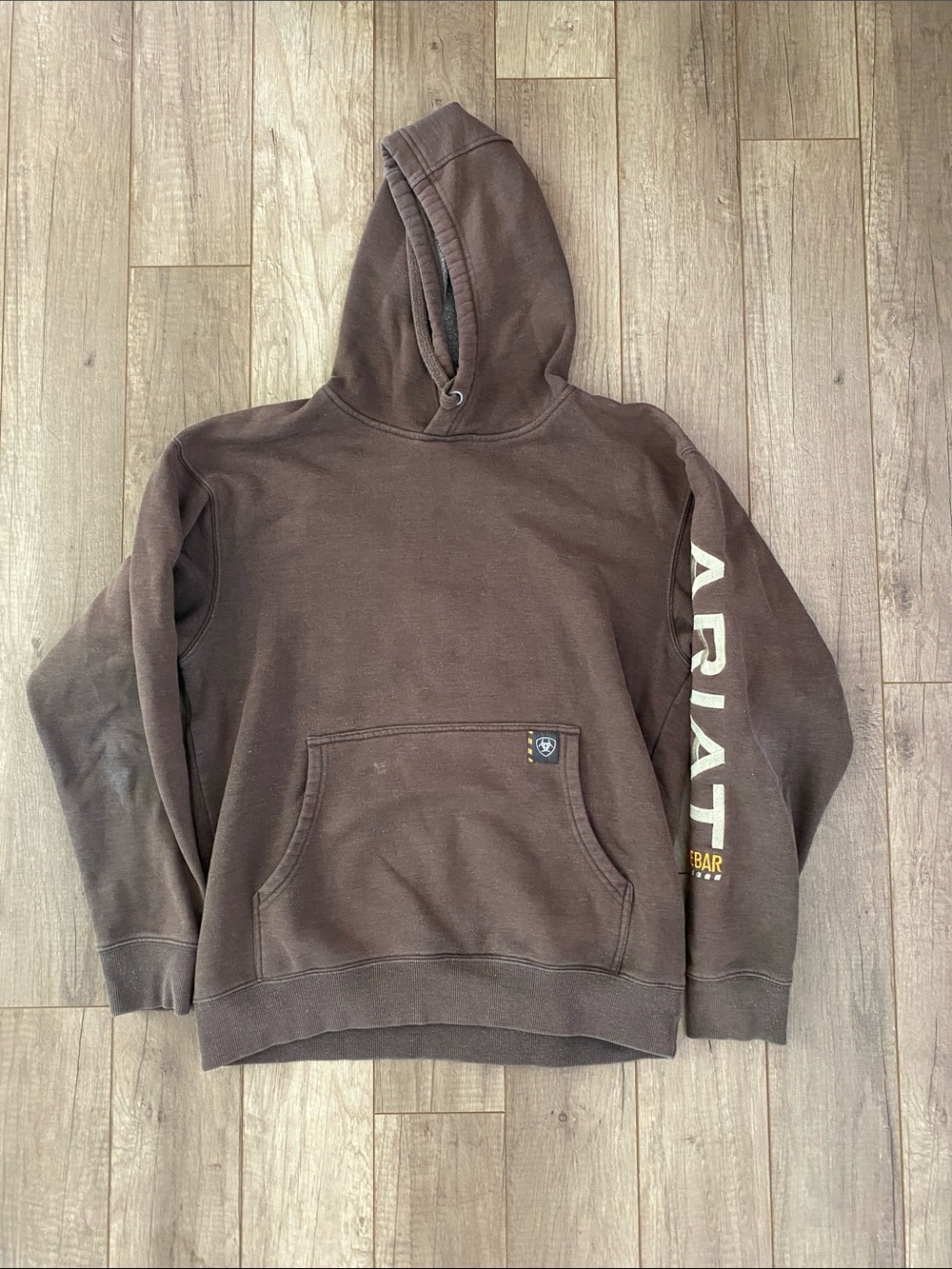 Ariat Brown Men's Crewneck Hoodie with Sleeve Logo